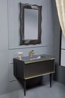 Тумба под раковину Armadi Art Vallessi Avangarde Canale 80см чёрный/хром 843-080-BCR